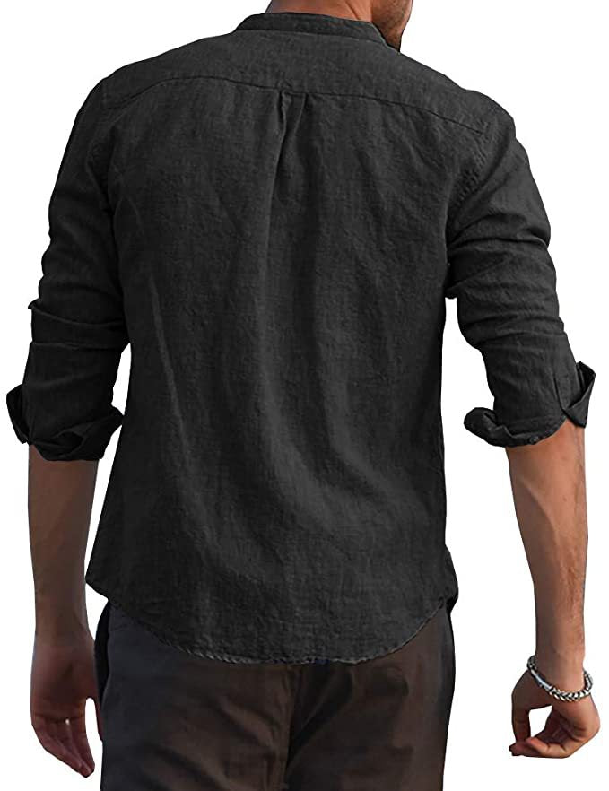 Camisa casual con botones de manga larga para hombre en 5 colores S-2XL