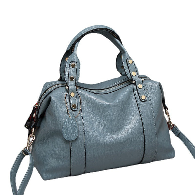 Women’s Leather Shoulder Handbag with Rivets in 4 Colors - Wazzi's Wear