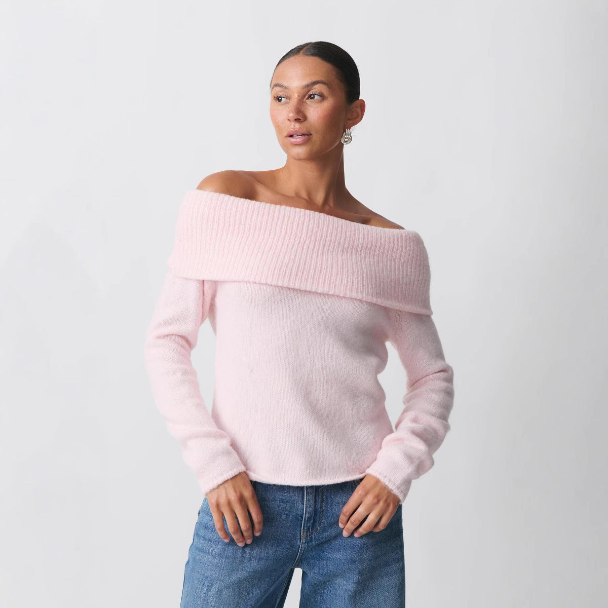 Sexy All-matching Sweet Off-shoulder Lapel Sweater