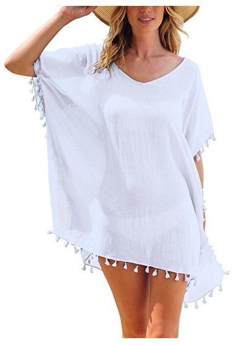 Women’s One Size Fringed Beach Cover-Up in 21 Colors - Wazzi's Wear