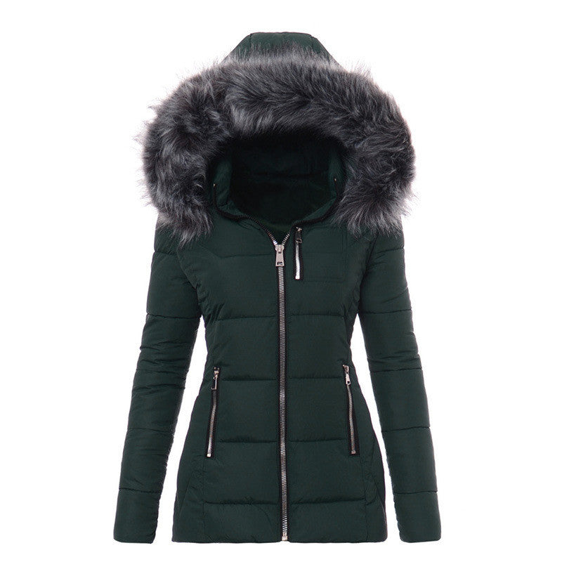 Women’s Puffer Jacket with Fur-Lined Hood