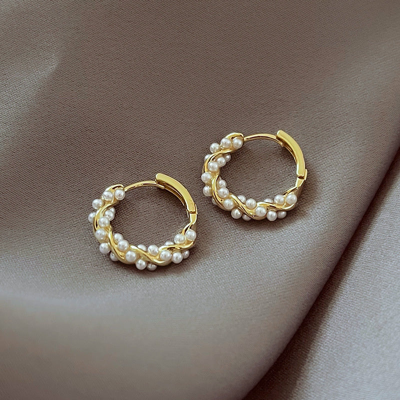 Women's Pearl Hoop Earrings - Wazzi's Wear