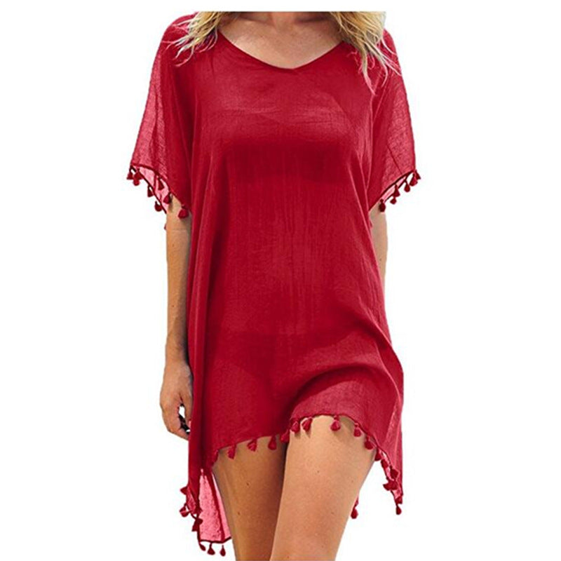 Women’s One Size Fringed Beach Cover-Up in 21 Colors - Wazzi's Wear