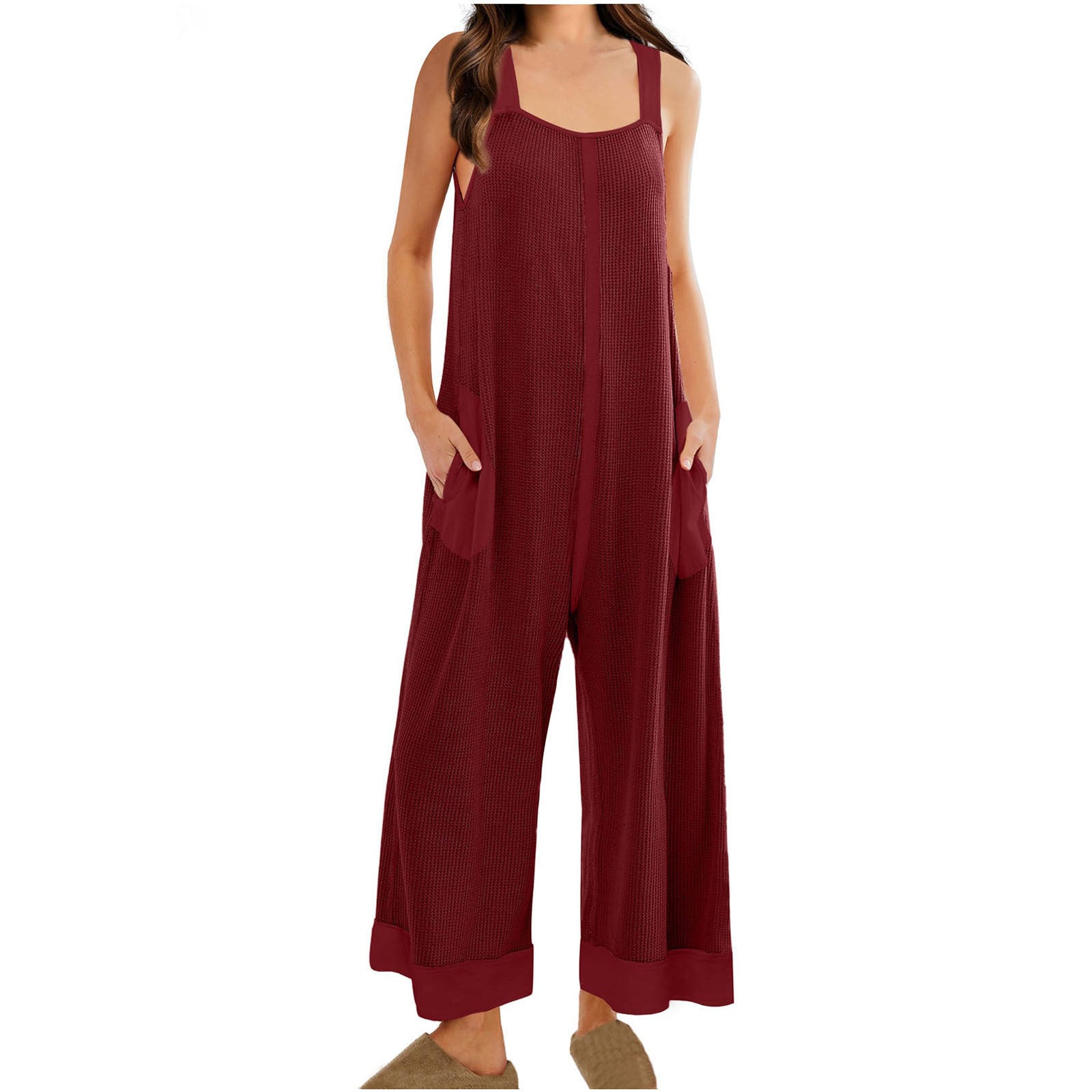Women's Casual Loose Jumpsuit Sleeveless U-neck One-piece
