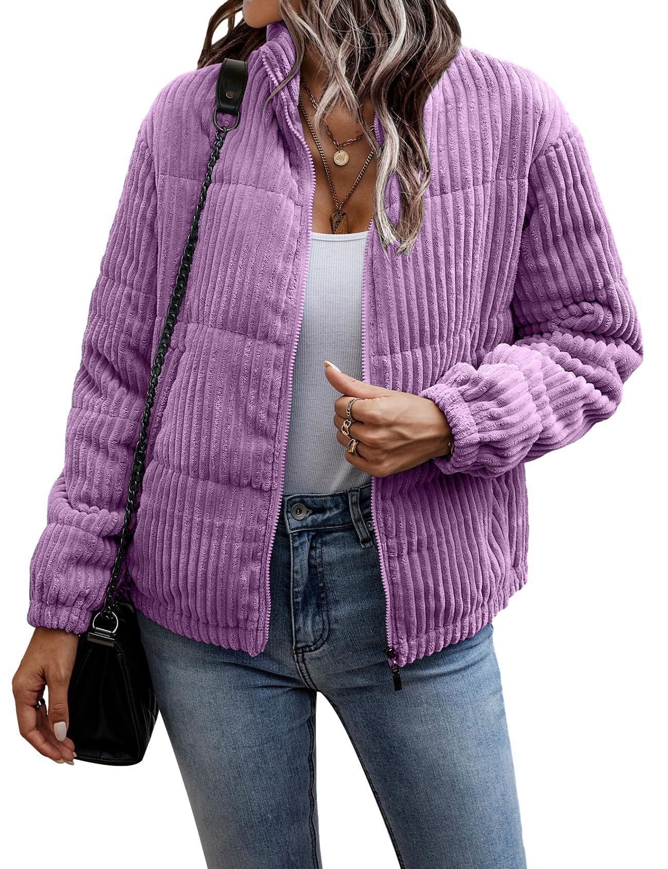 Lightweight Ribbed Women’s Jacket with Pockets