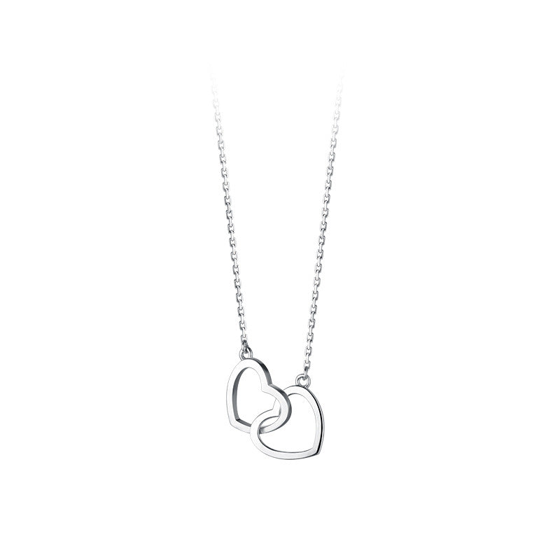 Interlocking Double Heart Gold or Silver Necklace - Wazzi's Wear