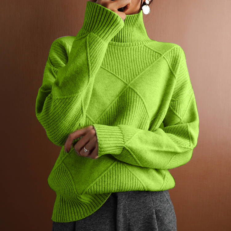 Women’s Long Sleeve Knit Turtleneck Sweater in 8 Colors S-XXL - Wazzi's Wear
