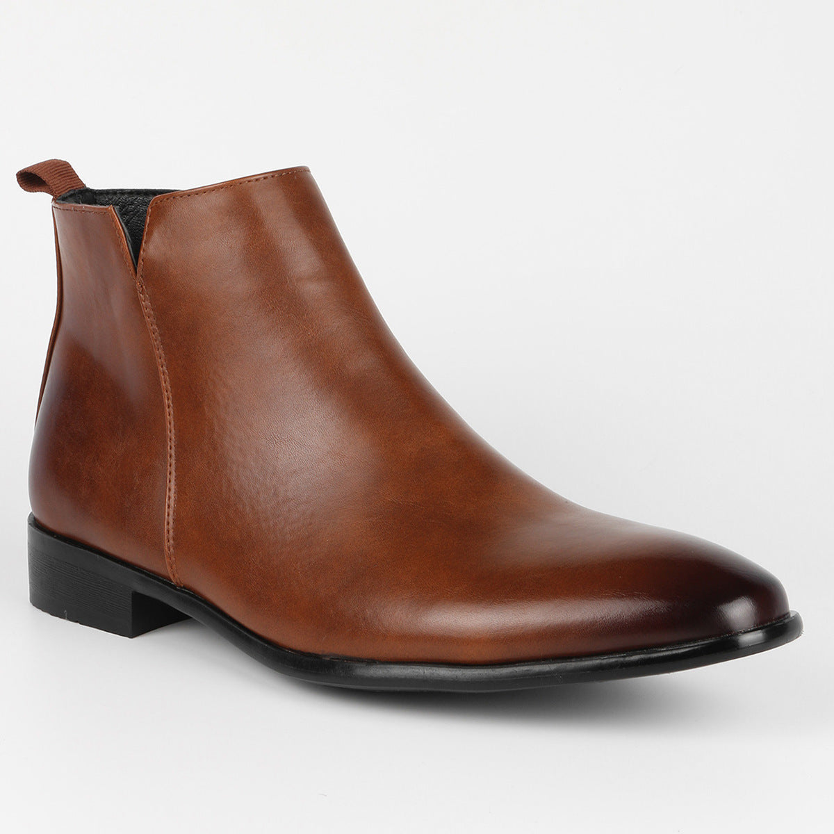 Men's Ankle Boots with Wedge Heel and Square Toe