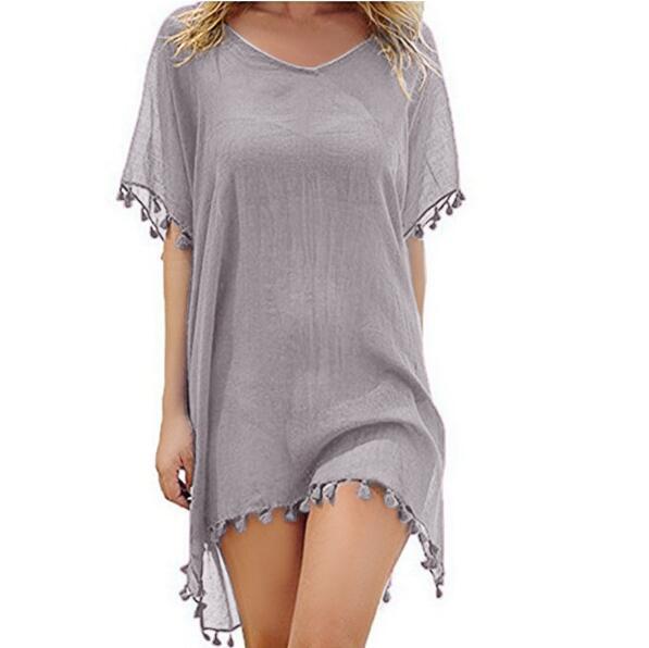 Women’s One Size Fringed Beach Cover-Up in 21 Colors - Wazzi's Wear