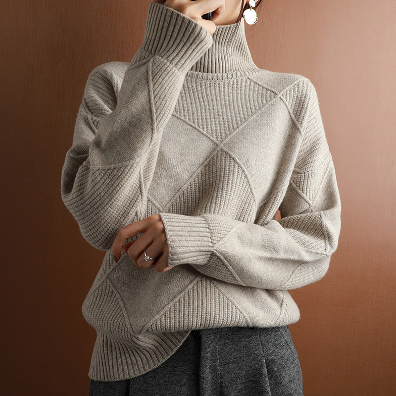 Women’s Long Sleeve Turtleneck Knit Sweater in 6 Colors S-XXL - Wazzi's Wear
