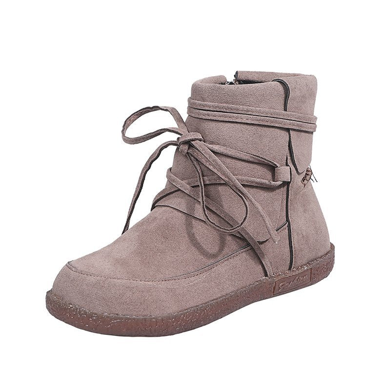 Women’s Suede Moccasin-Style Ankle Boots with Flat Heel