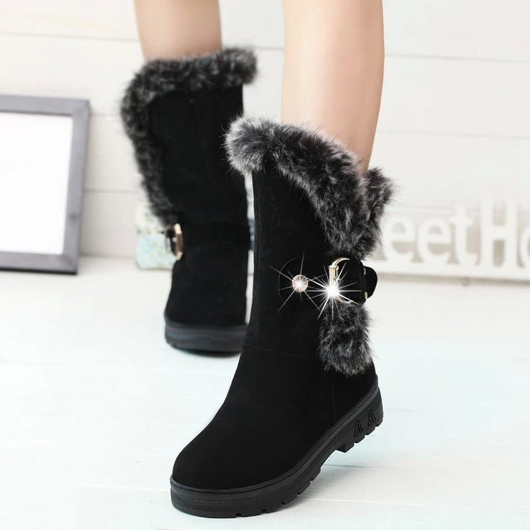 Women’s Winter Snow Boots with Faux Fur and Buckle in 3 Colors - Wazzi's Wear