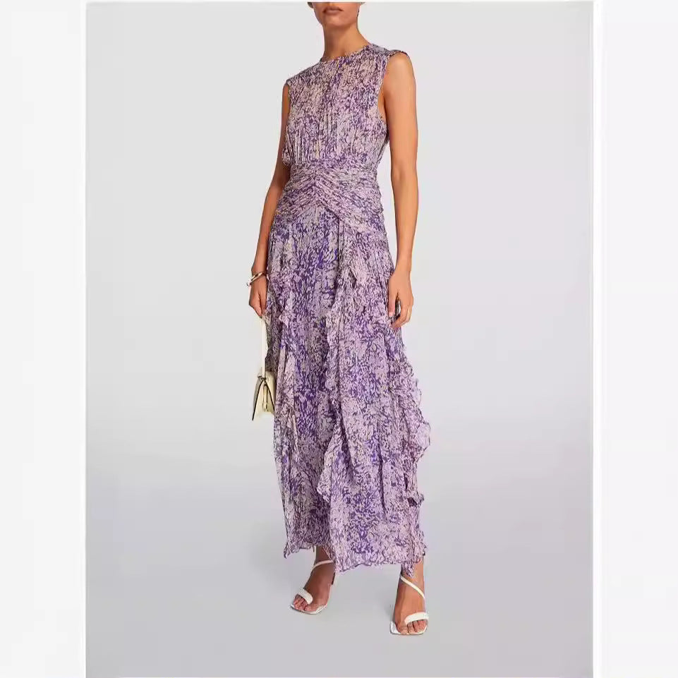 Spring And Summer Off-the-shoulder European And American Women's Clothing V-neck Chiffon Dress