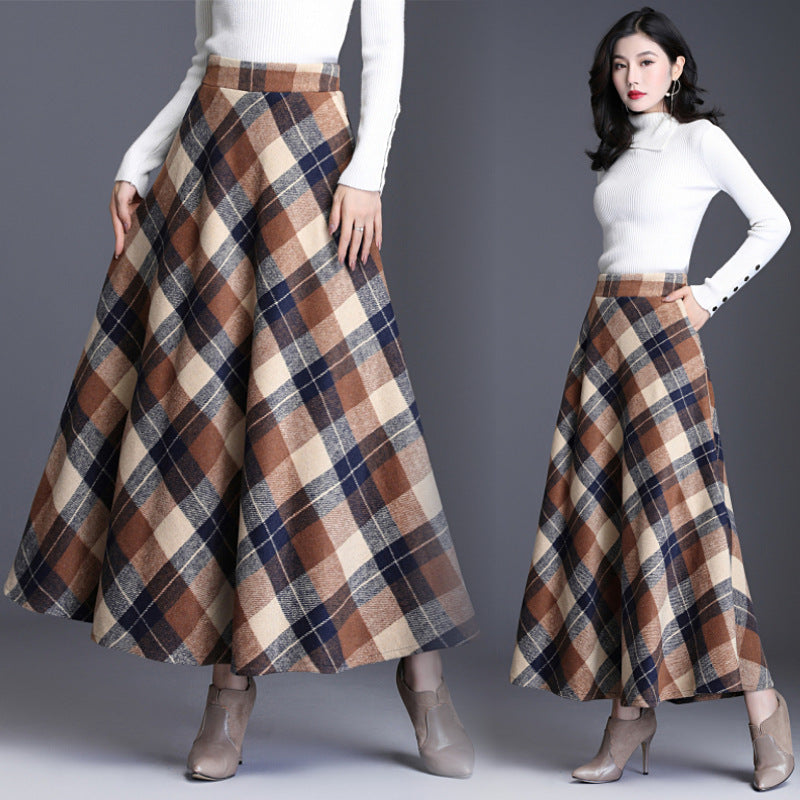 Woolen plaid skirt