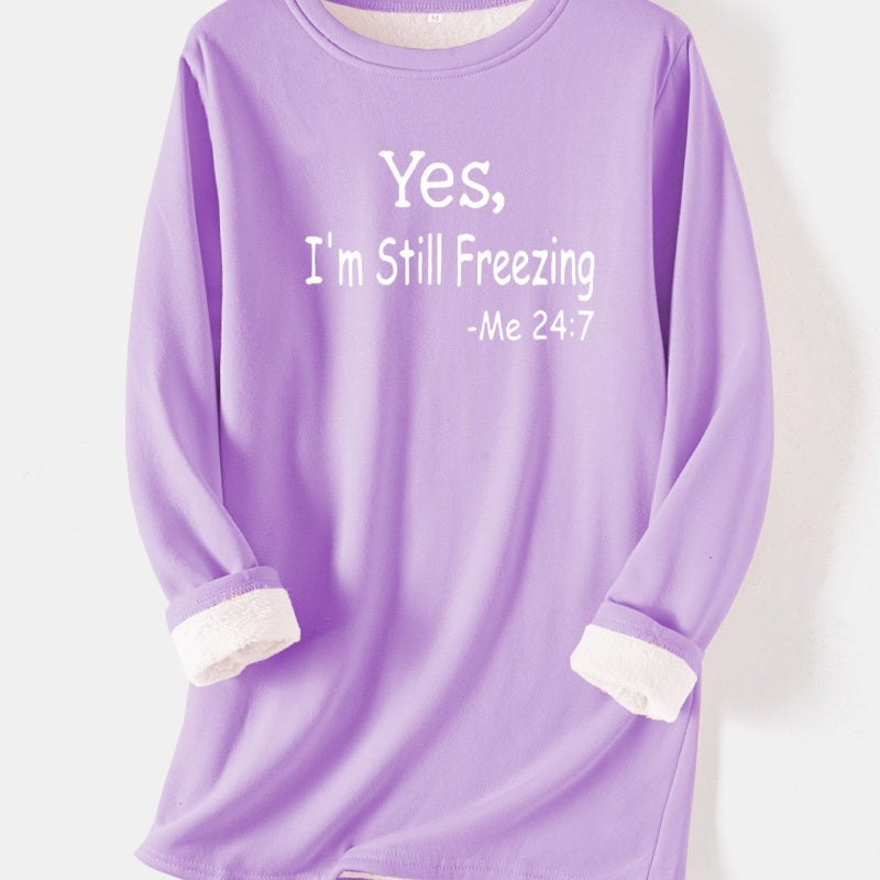 Women's I’m Still Freezing Long Sleeve Fleece Nightdress in 12 Colors S-5XL - Wazzi's Wear