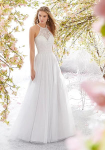 Women’s Sleeveless Halter Neck Wedding Dress S-XL - Wazzi's Wear
