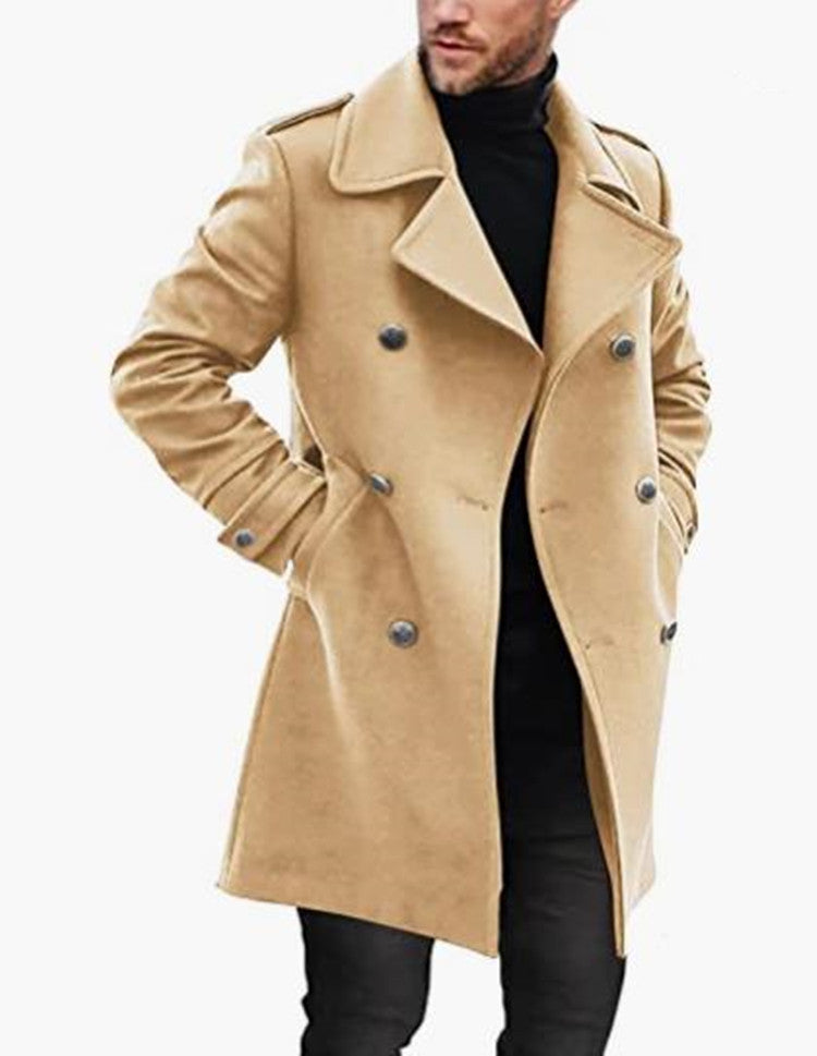 Men’s Wool Coat with Lapel and Pockets