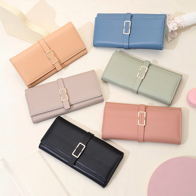 Women’s Solid Colour Tri-Fold Clutch Wallet