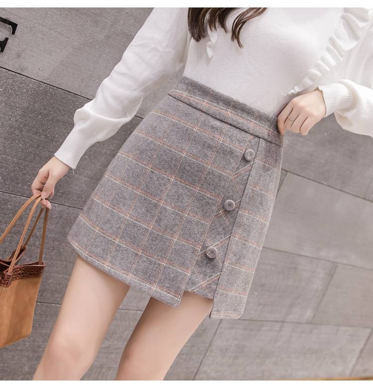 Women’s Plaid Woolen Mini Skirt in 2 Colors S-2XL - Wazzi's Wear