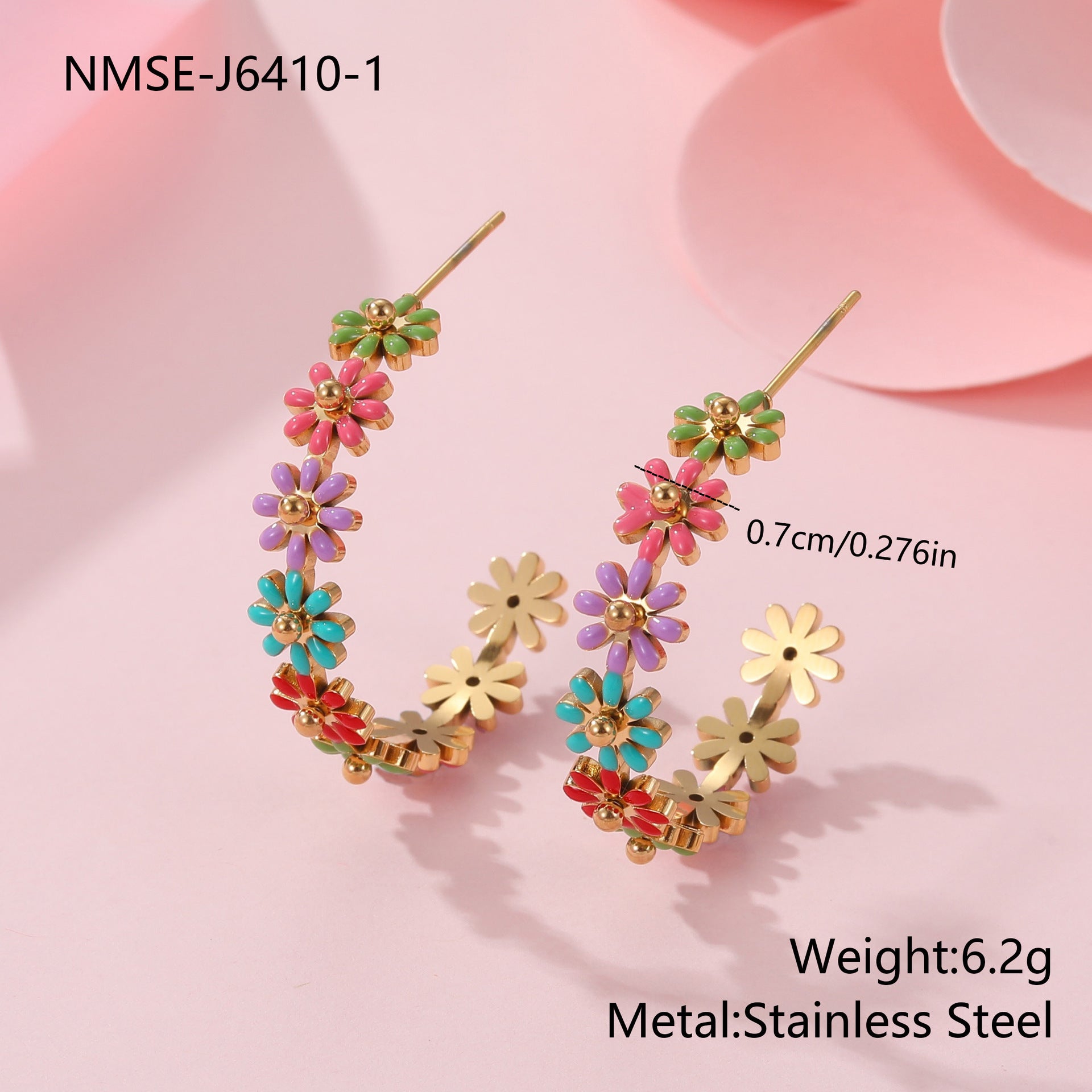 Fashion Ins Oil Dripping Color Flower Stainless Steel Bracelet