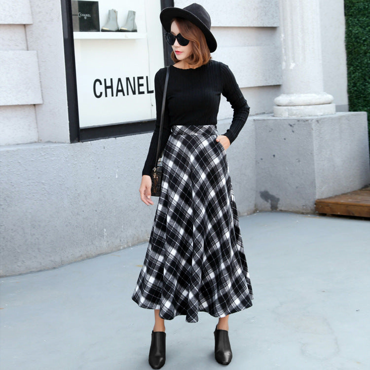 Autumn and winter new high-waisted skirt slim woolen skirt