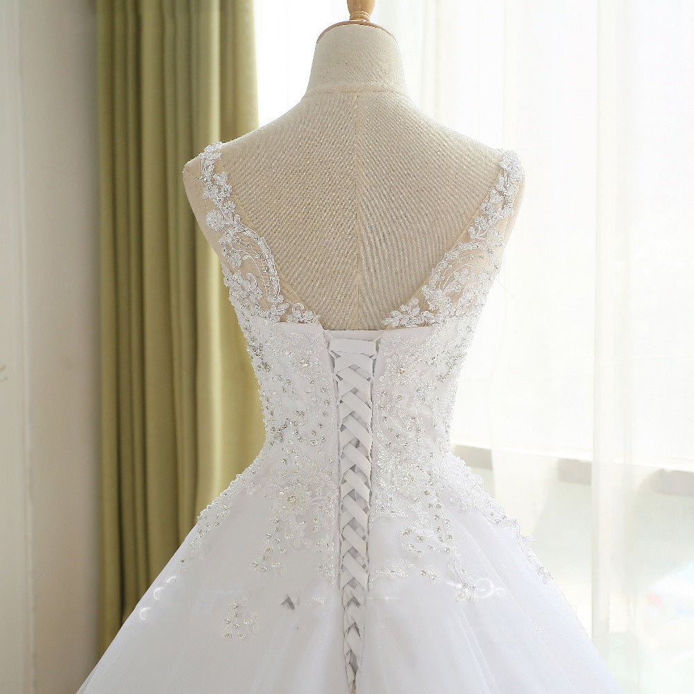 Women’s High Waist Sleeveless Lace Wedding Dress Sizes 2-22W - Wazzi's Wear