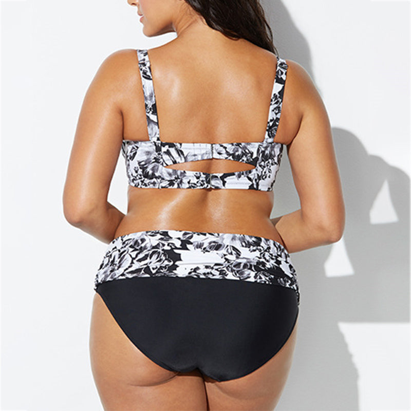 Women’s Plus Size Black and White Printed Bikini XL-4XL - Wazzi's Wear