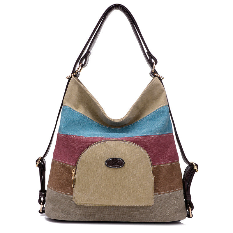 Women’s Colorblock Canvas Shoulder Messenger Bag - Wazzi's Wear
