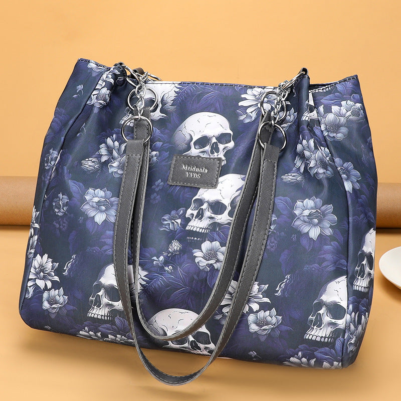 Women's Large Capacity Skull Print Shoulder Bag