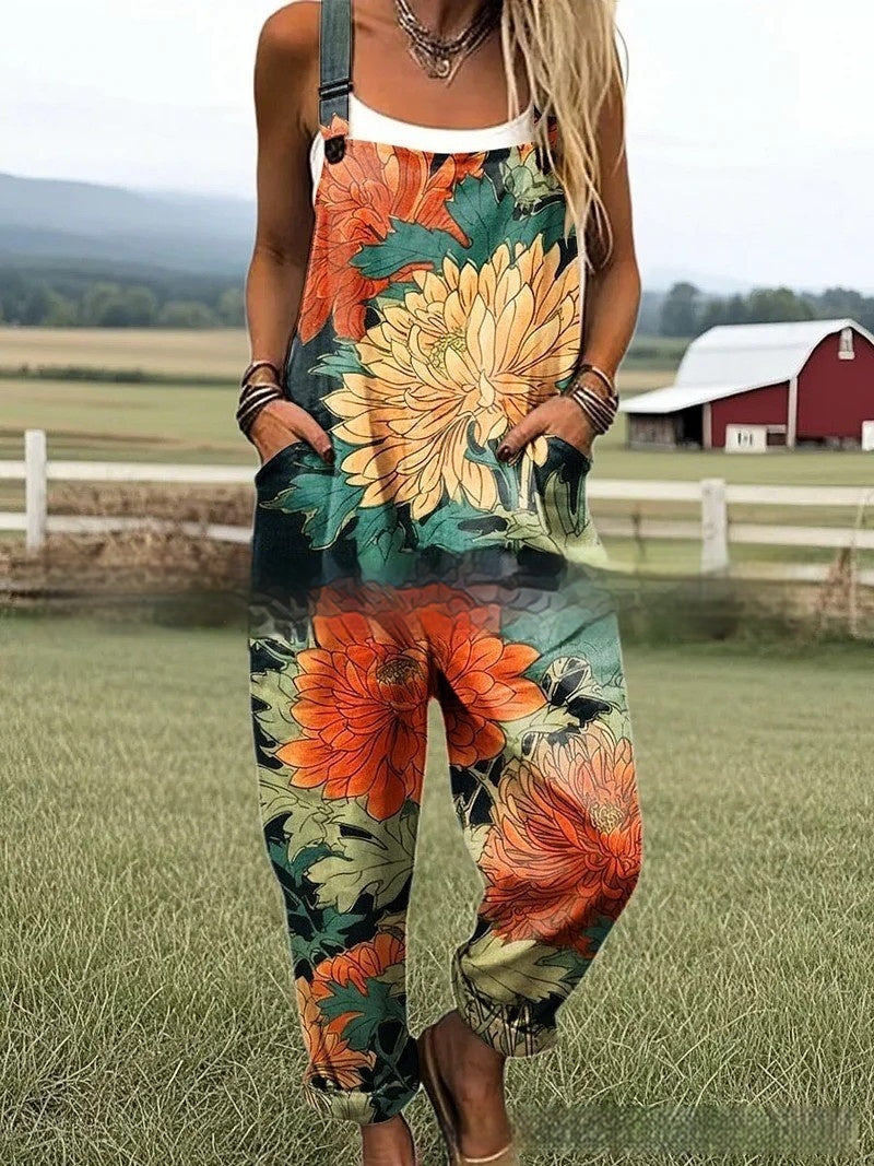 Women's Floral Element Print Fashion Casual Women's Jumpsuit
