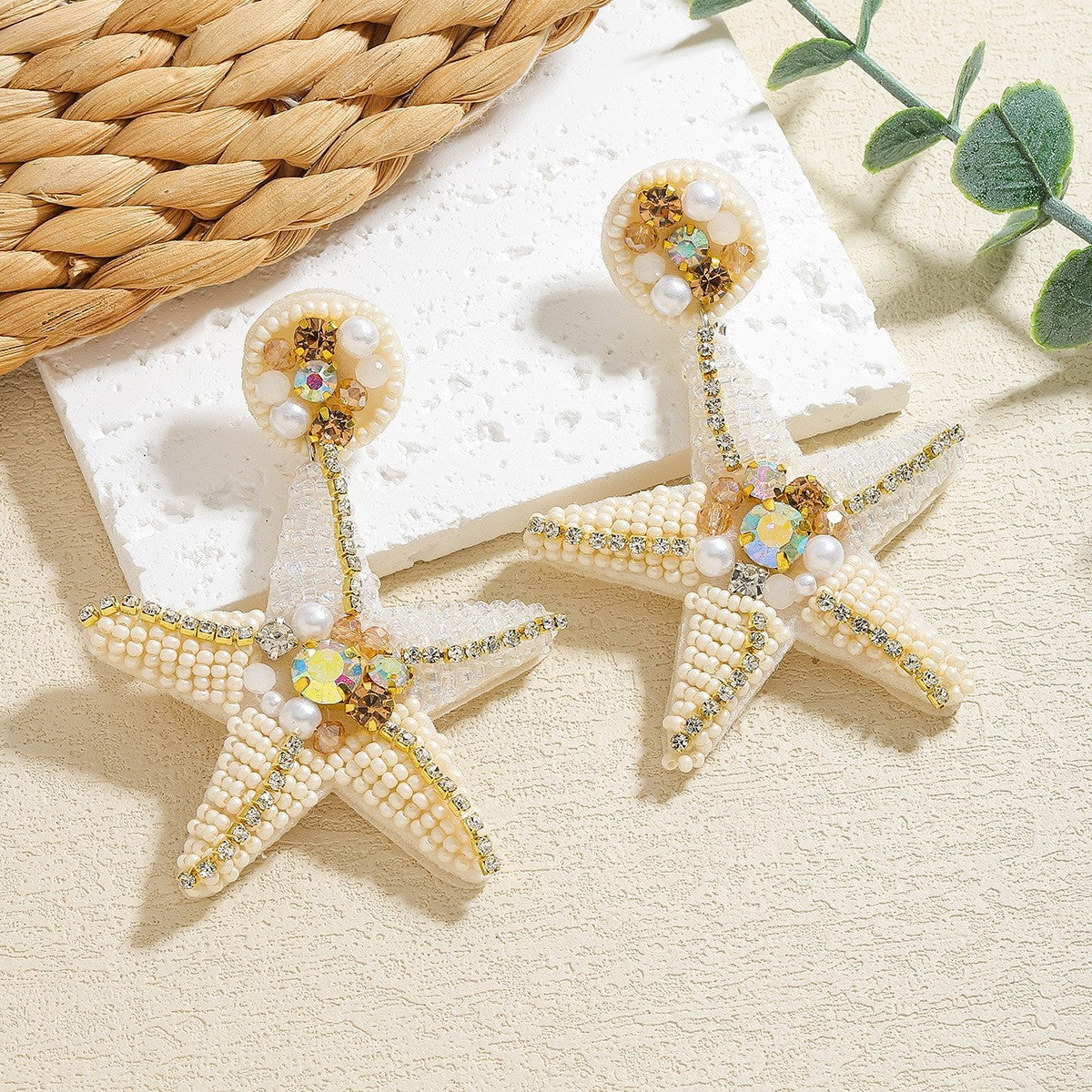 Bead Diamond Turtle Starfish Bird Shell Beaded Earrings