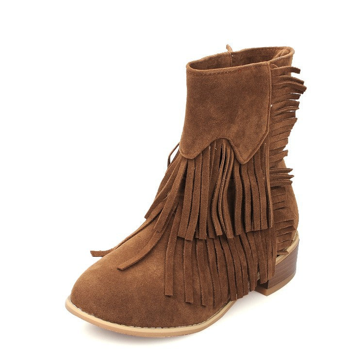 Women’s Suede Ankle Boots with Tassels in 4 Colors - Wazzi's Wear