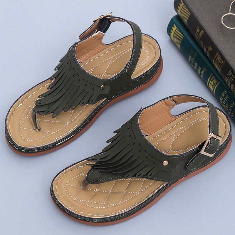 Women's Fringed Roman Thong Sandals in 5 Colors - Wazzi's Wear