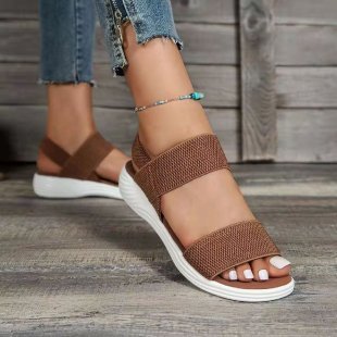 Women’s Wide Strap Flat Sandals with Ankle Band