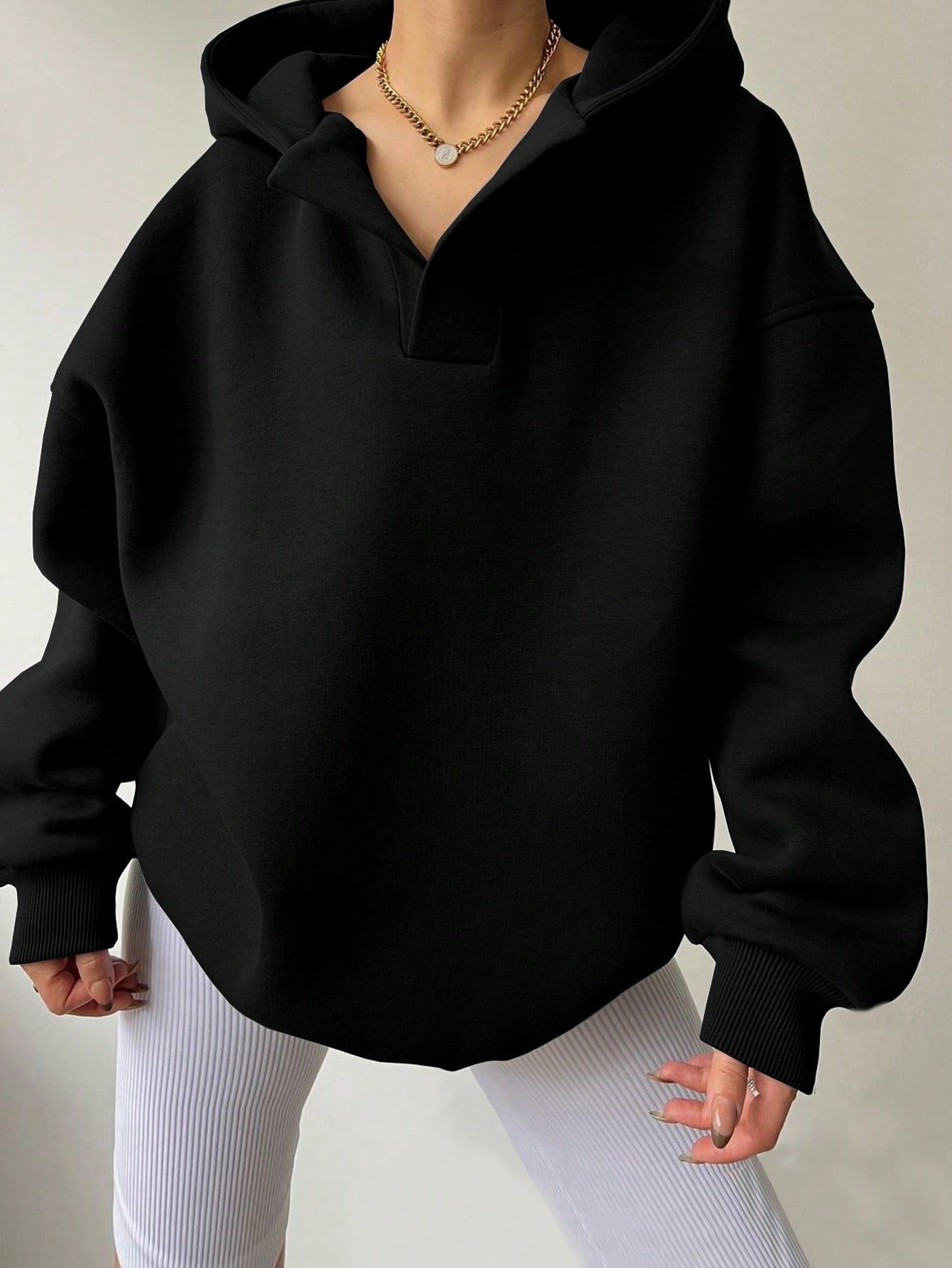 Women's Loose Fit Long Sleeve Hooded Sweatshirt