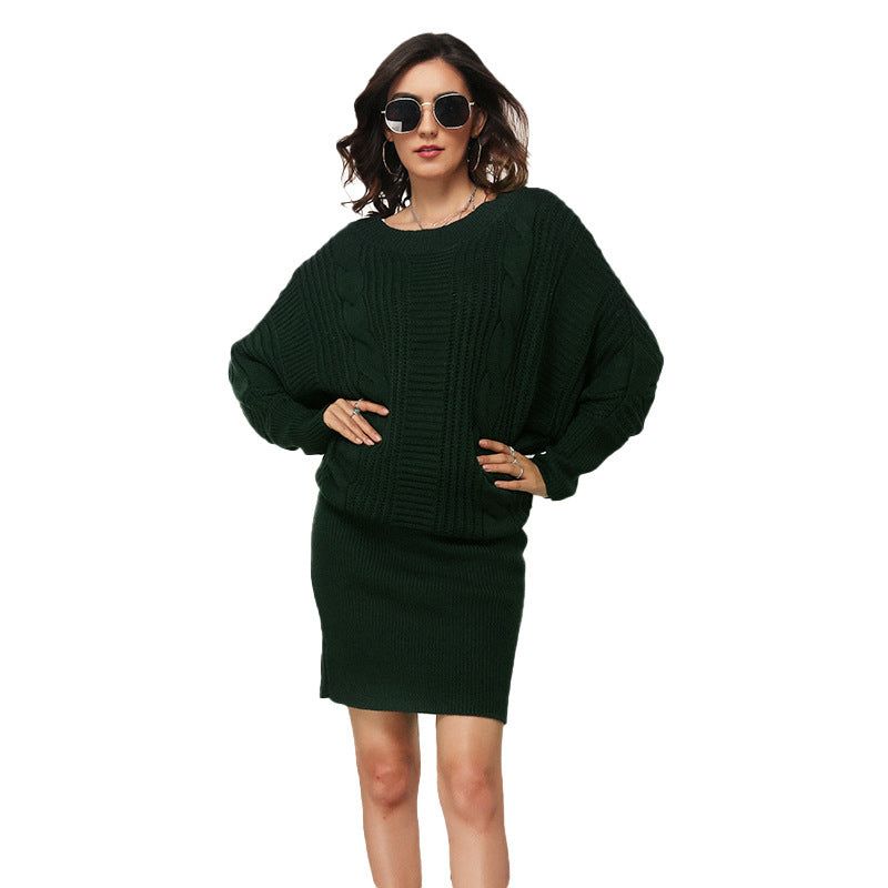 Plus Size Women's Loose Batwing Sleeve Dress Sweater