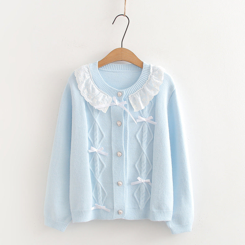 Bow Lace Trim Patchwork Top Women