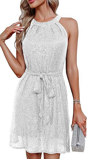 Women's Sequined Halter Neck Party Dress