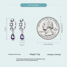 Load image into Gallery viewer, Sterling Silver Purple Zircon Flower Drop Earrings - Wazzi&#39;s Wear
