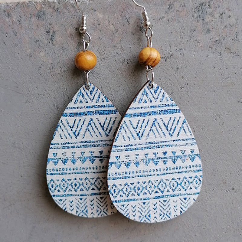 Vintage Boho Chic Wooden Drop Earrings