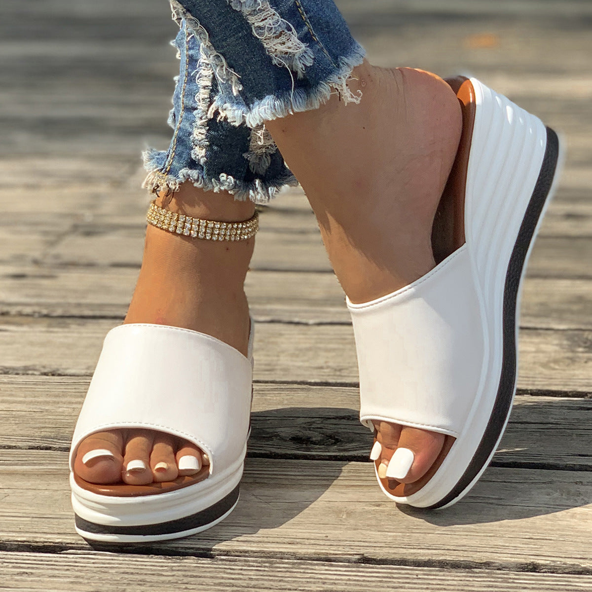 Women’s Slip-On High Heel Wedge Sandals