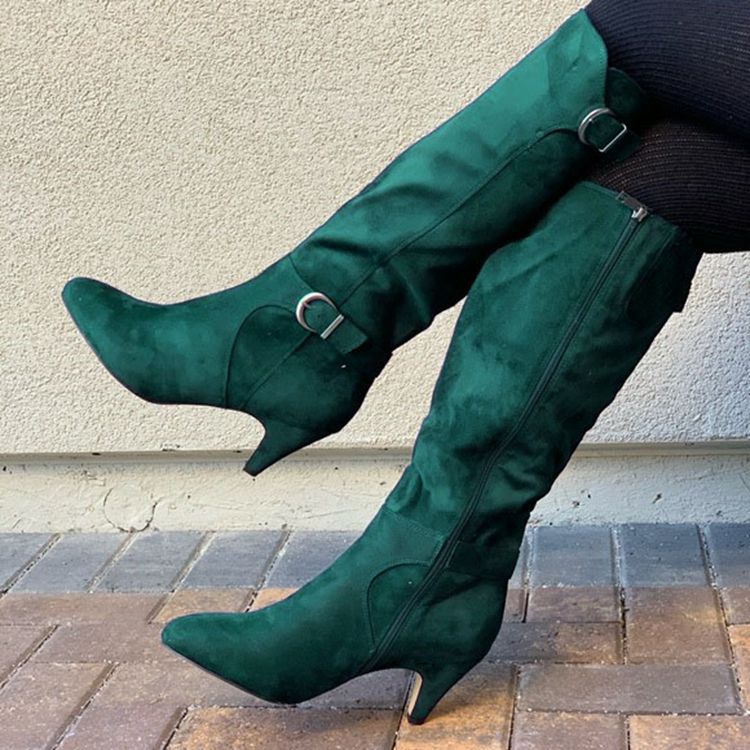 Women’s High Heel Knee High Suede Boots in 3 Colors - Wazzi's Wear