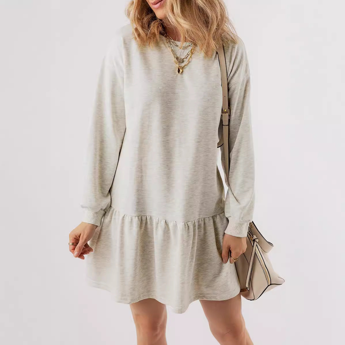 Long Sleeve Sweater Dress Women's Knee-length