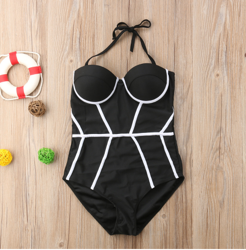 Women’s One-Piece Black and White Swimsuit S-XL - Wazzi's Wear