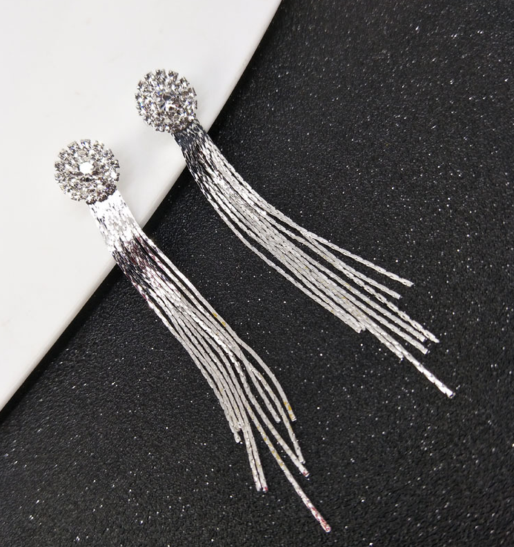 Women’s Long Tassel Crystal Earrings - Wazzi's Wear