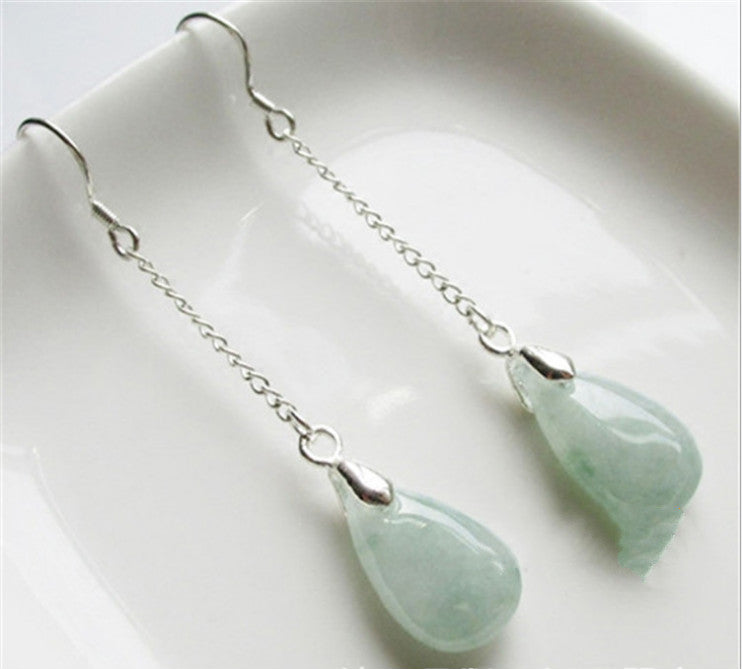 Women’s Silver and Jade Drop Earrings - Wazzi's Wear