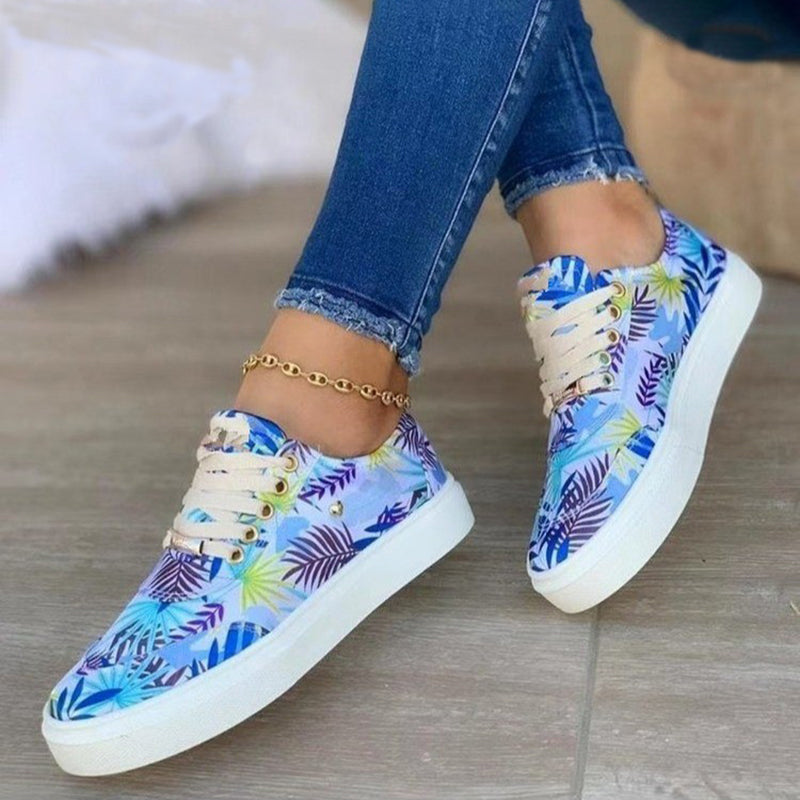 Leaf Print Canvas Sneakers