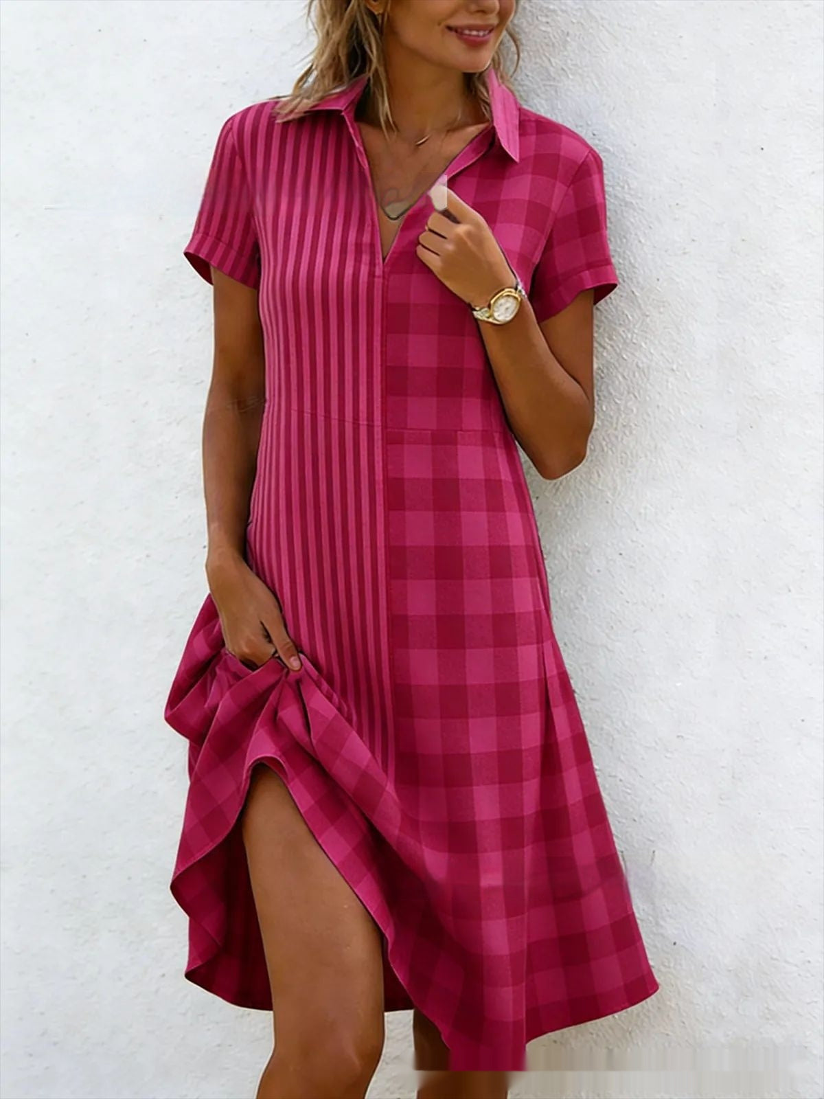 Bohemian 3D Printed V-Neck Short-Sleeve Maxi Dress