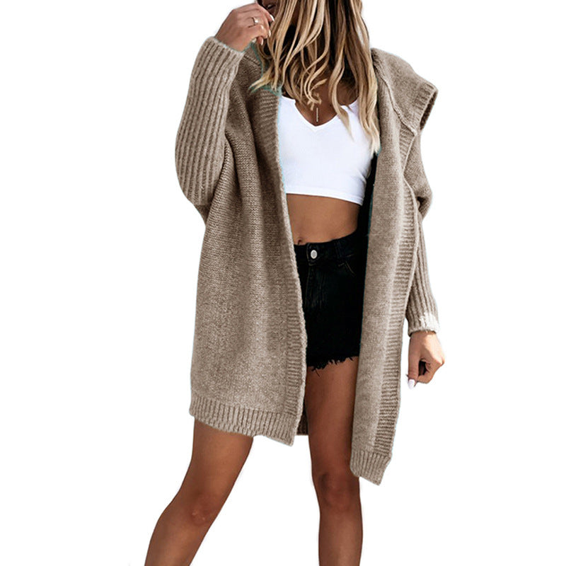 Women’s Loose Fit Knit Cardigan with Hood in 3 Colors S-XXL - Wazzi's Wear