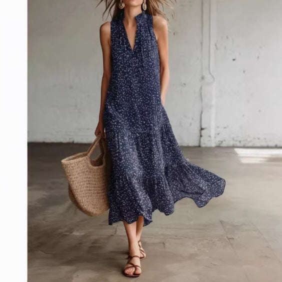 Women's Polka-Dot Sleeveless Dress